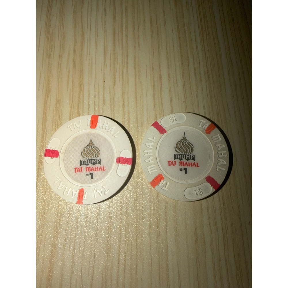 2 Vintage 1990 Trump Taj Mahal Atlantic City $1 Casino Chips